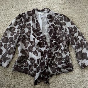 New chicos cardigan jacket leopard cheetah zip waterfall 1 small medium